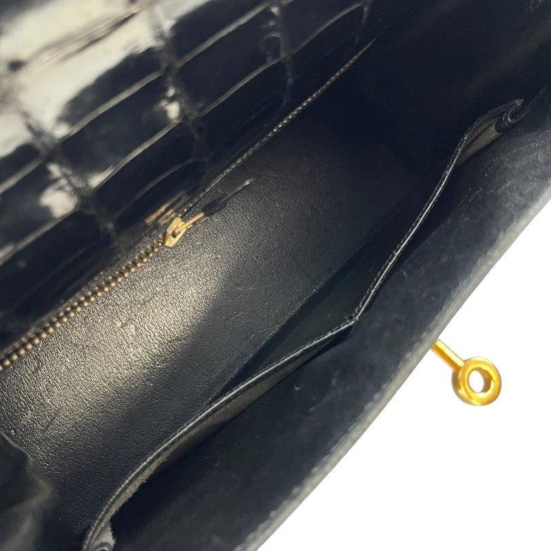 エルメス HERMES ケリー28 外縫い ○V刻 ブラック GD金具 ポロサスリセ レディース ショルダーバッグ