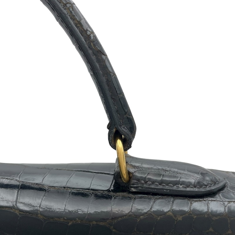 エルメス HERMES ケリー28 外縫い ○V刻 ブラック GD金具 ポロサスリセ レディース ショルダーバッグ