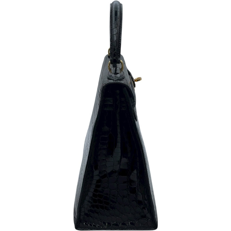 エルメス HERMES ケリー28 外縫い ○V刻 ブラック GD金具 ポロサスリセ レディース ショルダーバッグ