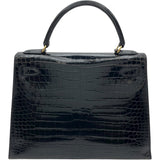 エルメス HERMES ケリー28 外縫い ○V刻 ブラック GD金具 ポロサスリセ レディース ショルダーバッグ