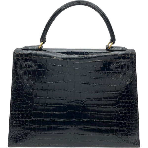 エルメス HERMES ケリー28 外縫い ○V刻 ブラック GD金具 ポロサスリセ レディース ショルダーバッグ