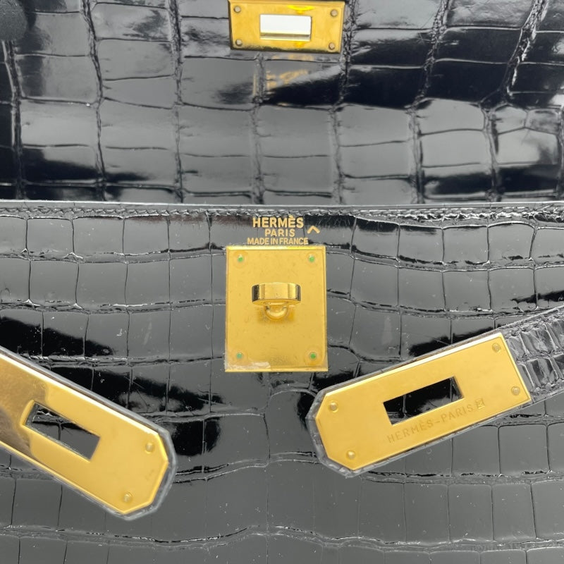 エルメス HERMES ケリー28 外縫い □E刻 ブラック GD金具 ポロサスリセ レディース ハンドバッグ