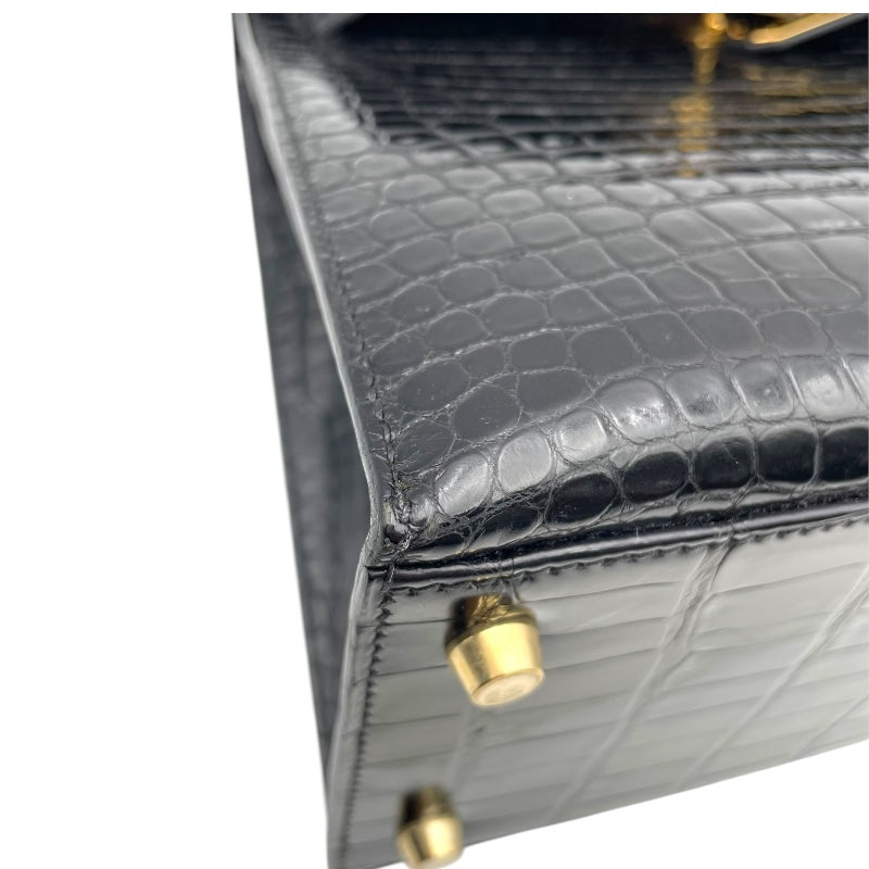 エルメス HERMES ケリー28 外縫い □E刻 ブラック GD金具 ポロサスリセ レディース ハンドバッグ