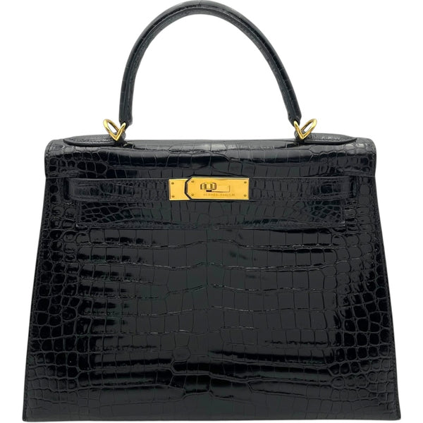エルメス HERMES ケリー28 外縫い □E刻 ブラック GD金具 ポロサスリセ レディース ハンドバッグ