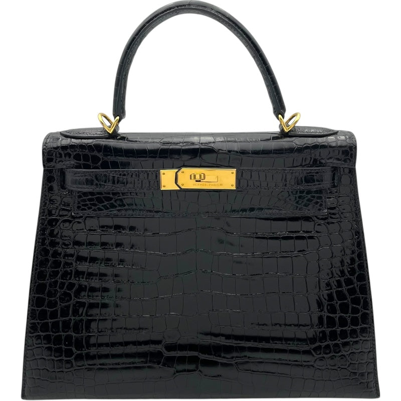 エルメス HERMES ケリー28 外縫い □E刻 ブラック GD金具 ポロサスリセ レディース ハンドバッグ