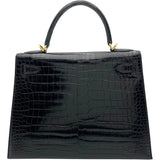 エルメス HERMES ケリー28 外縫い □E刻 ブラック GD金具 ポロサスリセ レディース ハンドバッグ