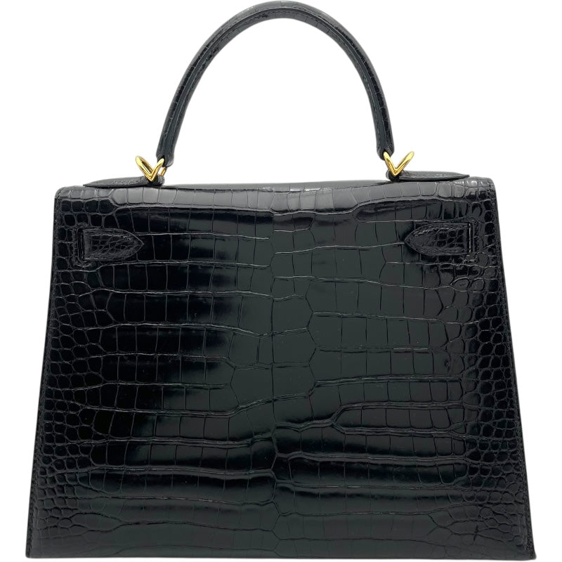 エルメス HERMES ケリー28 外縫い □E刻 ブラック GD金具 ポロサスリセ レディース ハンドバッグ
