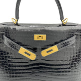 エルメス HERMES ケリー28 外縫い □E刻 ブラック GD金具 ポロサスリセ レディース ハンドバッグ