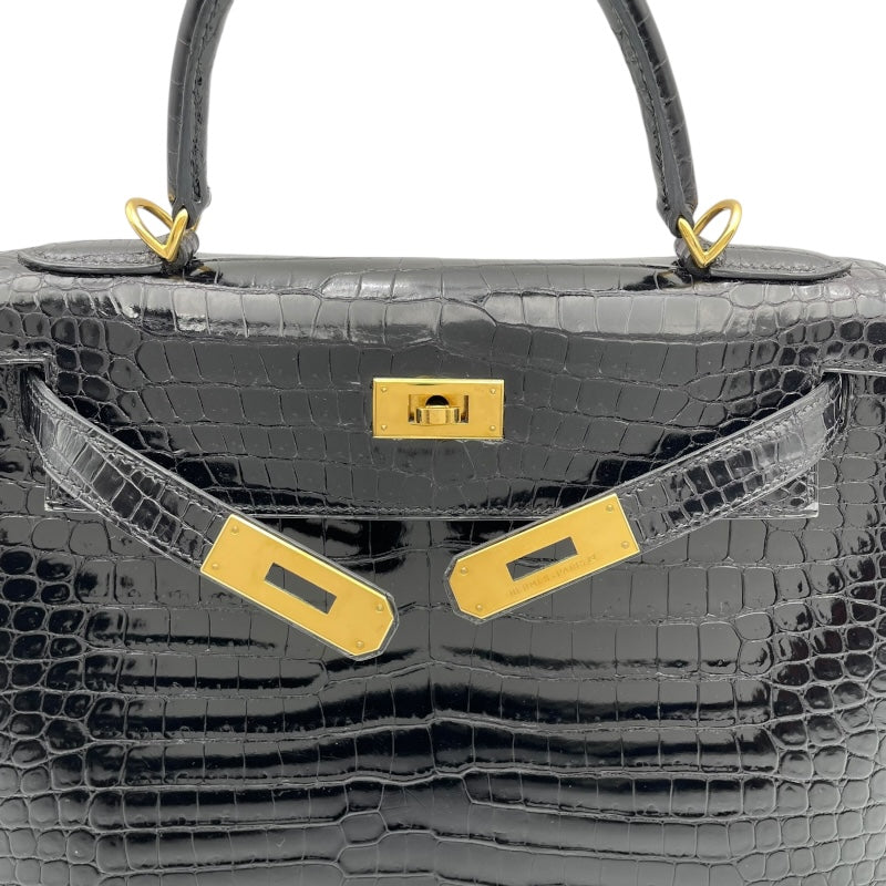 エルメス HERMES ケリー28 外縫い □E刻 ブラック GD金具 ポロサスリセ レディース ハンドバッグ