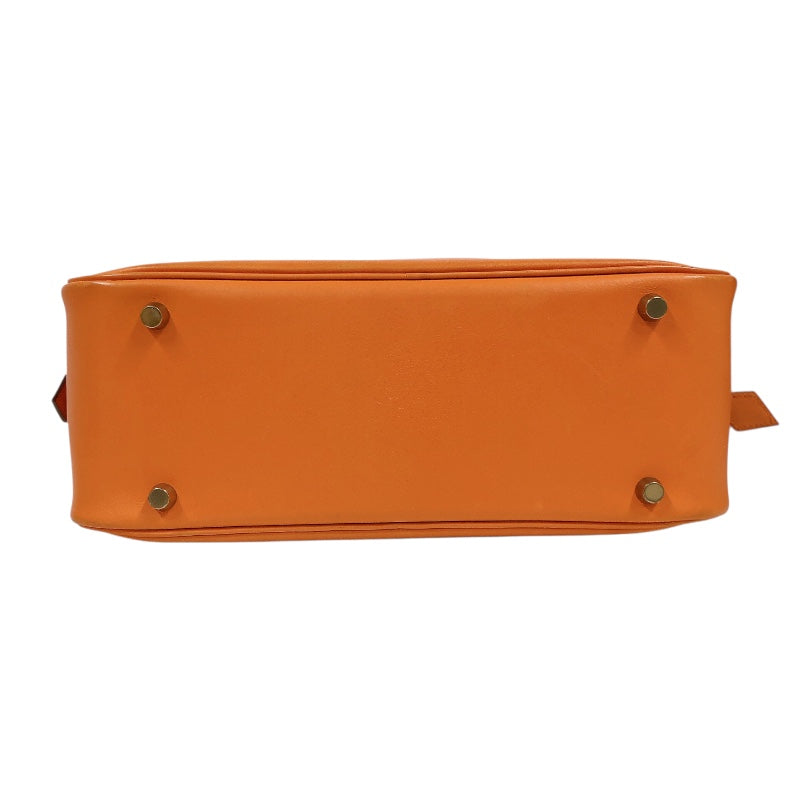 エルメス HERMES プリュム28 □E刻印　（2001年製造） オレンジ　シルバー金具 ヴォーガリバー レディース ハンドバッグ