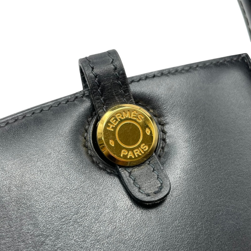 エルメス HERMES ダルヴィPM □B刻 ブラック GD金具 ボックスカーフ レディース ハンドバッグ