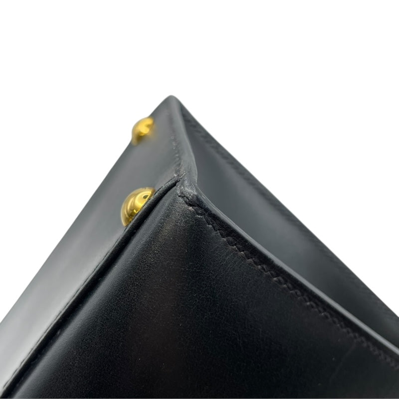 エルメス HERMES ダルヴィPM □B刻 ブラック GD金具 ボックスカーフ レディース ハンドバッグ