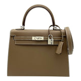 エルメス HERMES ケリー25 外縫い B刻 エトゥープ SV金具 エプソン レディース ハンドバッグ