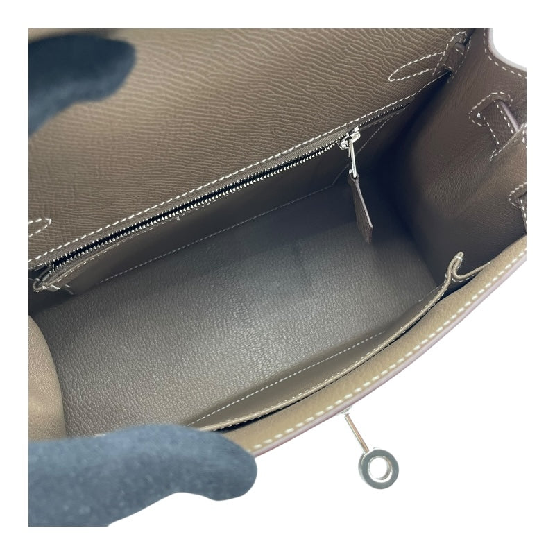 エルメス HERMES ケリー25 外縫い B刻 エトゥープ SV金具 エプソン レディース ハンドバッグ