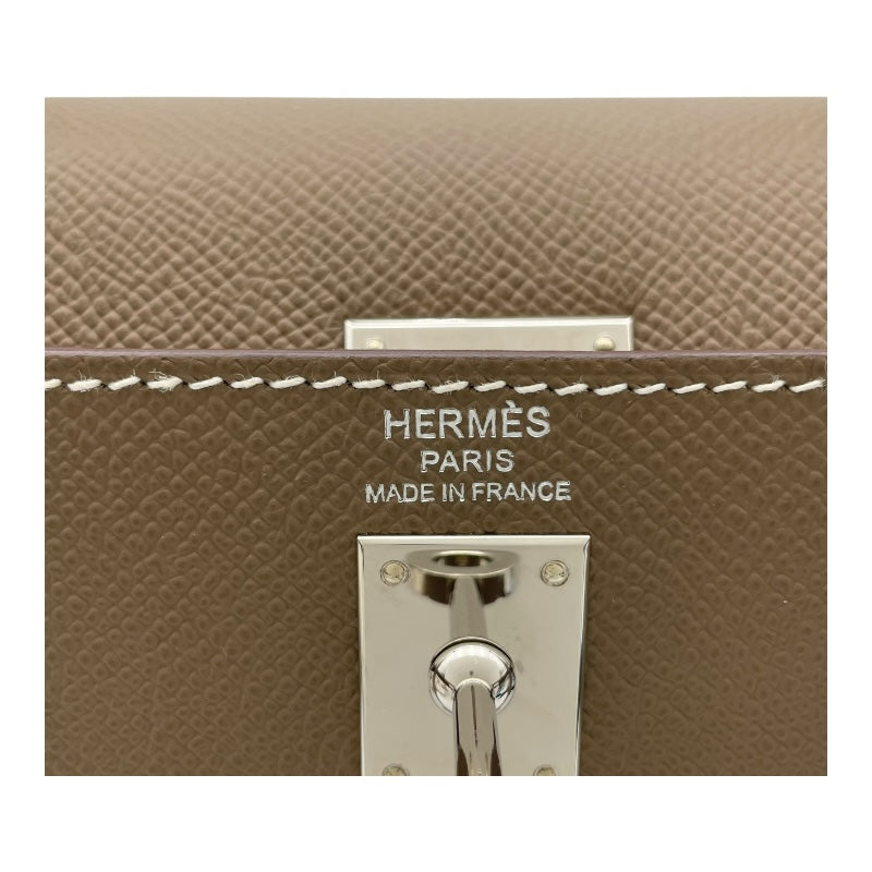 エルメス HERMES ケリー25 外縫い B刻 エトゥープ SV金具 エプソン レディース ハンドバッグ