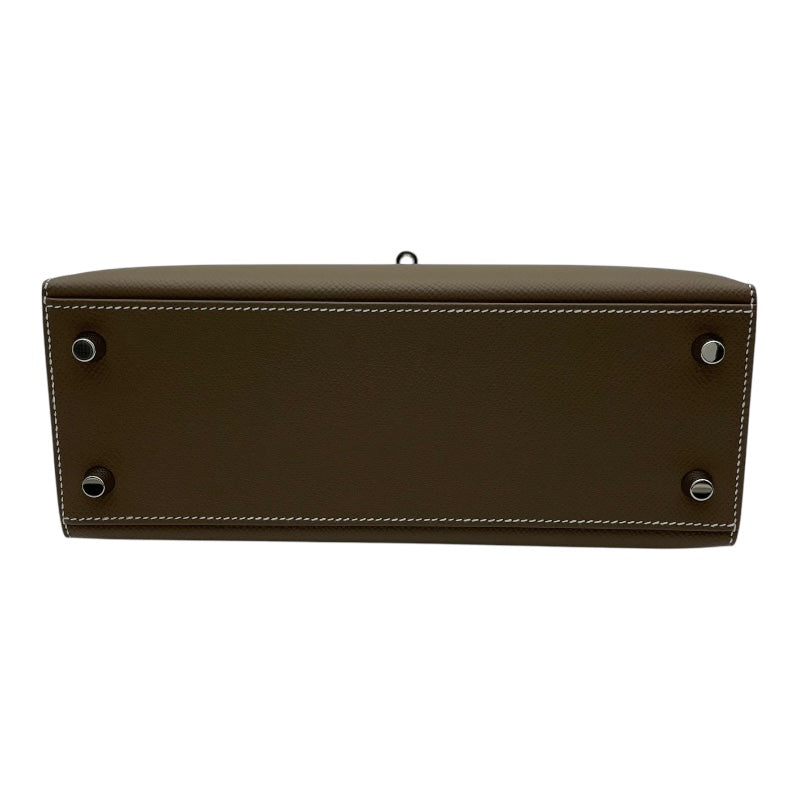 エルメス HERMES ケリー25 外縫い B刻 エトゥープ SV金具 エプソン レディース ハンドバッグ