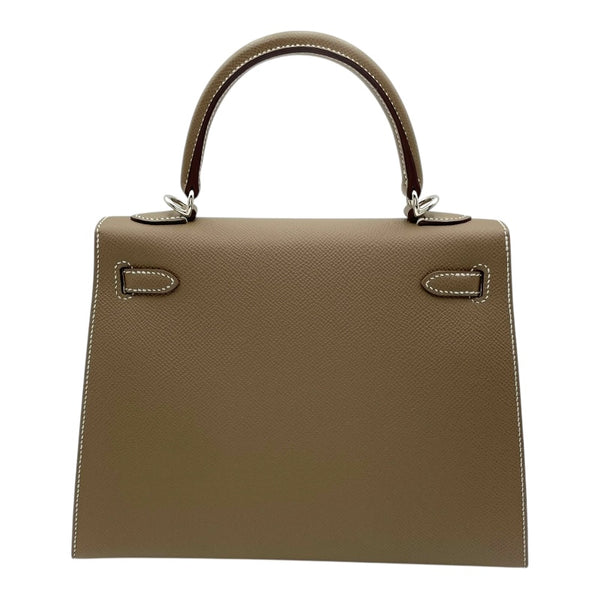 エルメス HERMES ケリー25 外縫い B刻 エトゥープ SV金具 エプソン レディース ハンドバッグ