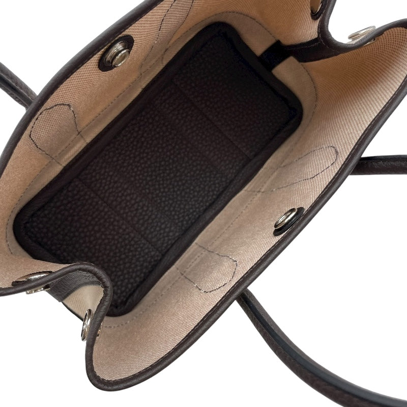 エルメス HERMES ネオガーデン23 W刻印 ベージュ・マロン SV金具 トワル レディース ハンドバッグ