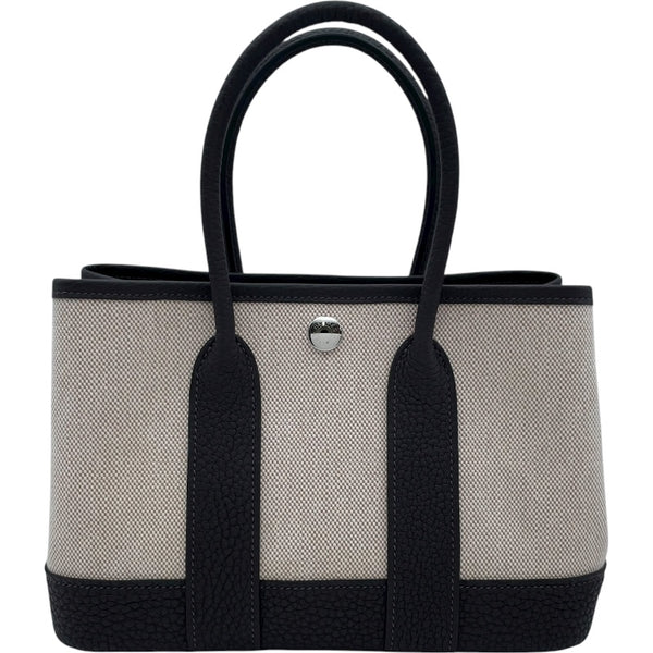 エルメス HERMES ネオガーデン23 W刻印 ベージュ・マロン SV金具 トワル レディース ハンドバッグ