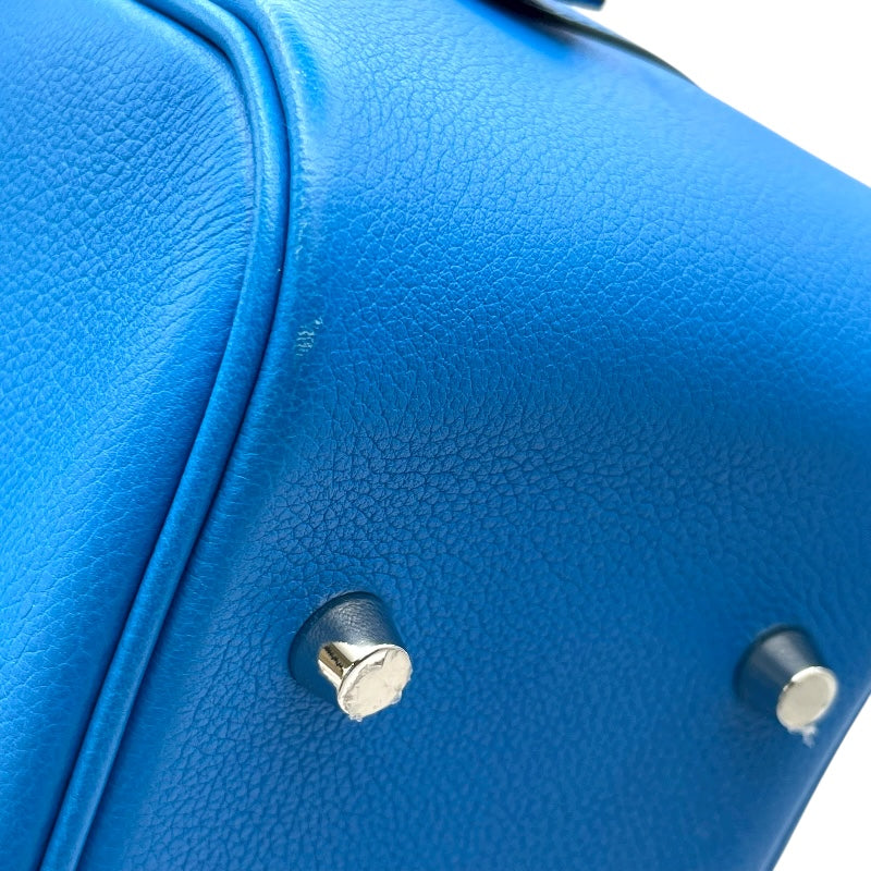 エルメス HERMES プリュム28 X刻 ブルーイドラ SV金具 エバーカラー レディース ハンドバッグ