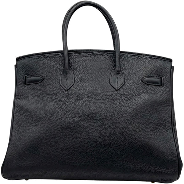 エルメス HERMES バーキン35 □E刻 ブラック GD金具 フィヨルド レディース ハンドバッグ