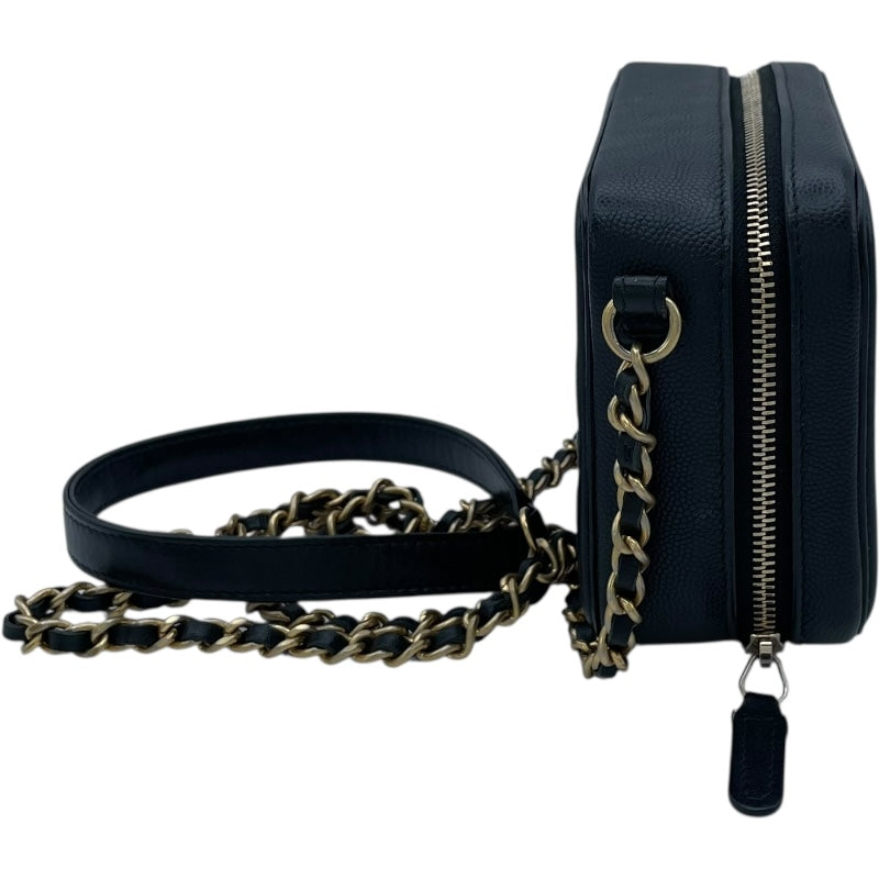 シャネル CHANEL CCフィグリー チェーンショルダー A84452 25番台 ブラック GD金具 キャビア レディース ショルダーバッグ