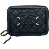シャネル CHANEL CCフィグリー チェーンショルダー A84452 25番台 ブラック GD金具 キャビア レディース ショルダーバッグ
