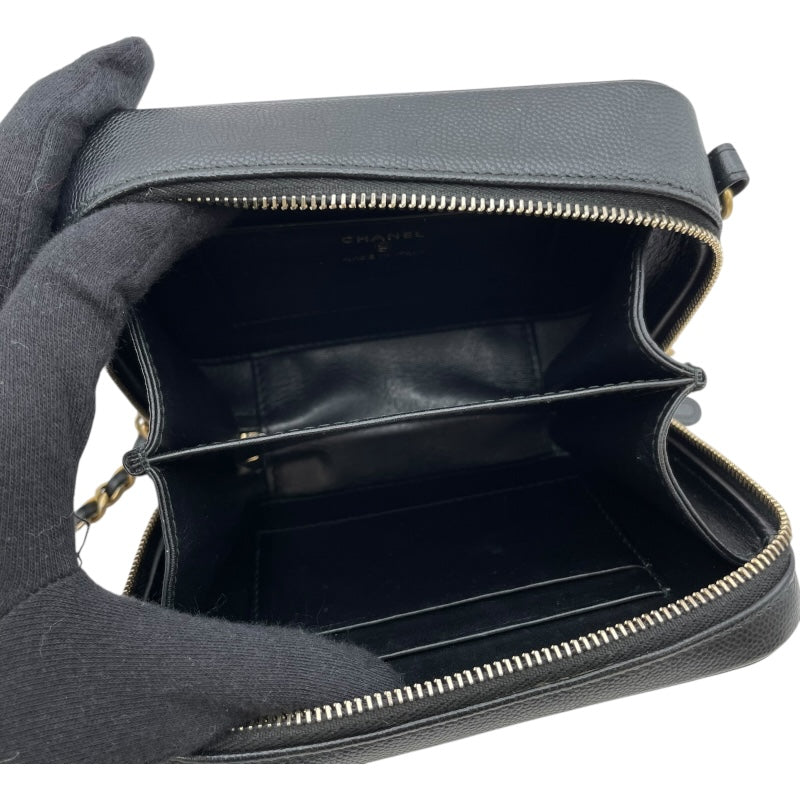 シャネル CHANEL CCフィグリー チェーンショルダー A84452 25番台 ブラック GD金具 キャビア レディース ショルダーバッグ