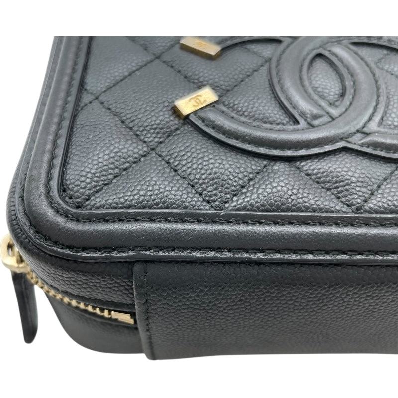 シャネル CHANEL CCフィグリー チェーンショルダー A84452 25番台 ブラック GD金具 キャビア レディース ショルダーバッグ