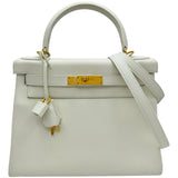 エルメス HERMES ケリー28 内縫い U刻印 ホワイト/ゴールド金具 エバーカラー レディース ショルダーバッグ