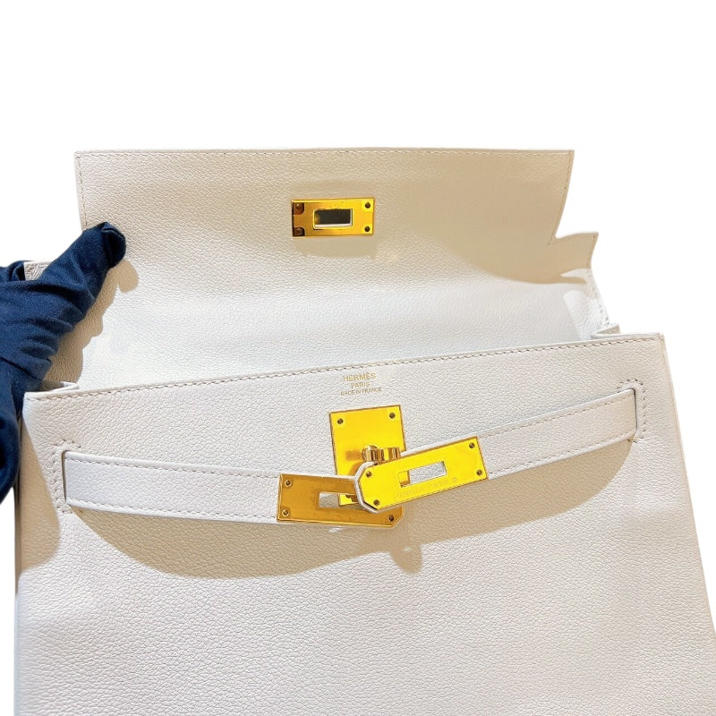 エルメス HERMES ケリー28 内縫い U刻印 ホワイト/ゴールド金具 エヴァーカラー レディース ショルダーバッグ