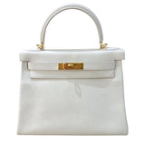 エルメス HERMES ケリー28 内縫い U刻印 ホワイト/ゴールド金具 エヴァーカラー レディース ショルダーバッグ