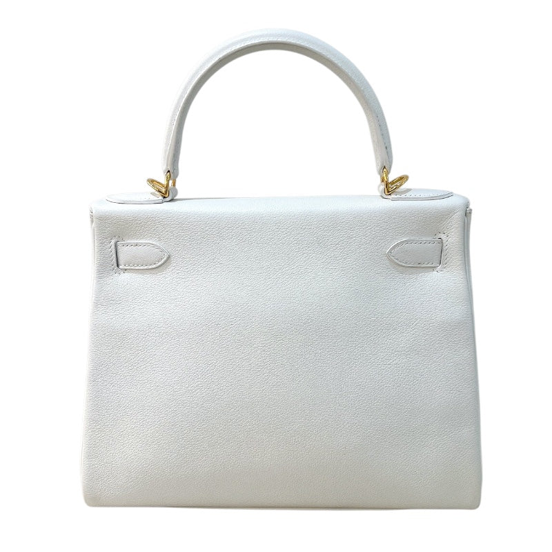エルメス HERMES ケリー28 内縫い U刻印 ホワイト/ゴールド金具 エヴァーカラー レディース ショルダーバッグ