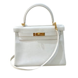 エルメス HERMES ケリー28 内縫い U刻印 ホワイト/ゴールド金具 エヴァーカラー レディース ショルダーバッグ