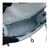 エルメス HERMES ケリー25 外縫い トリコロール U刻 ブルーブリュム・ヴェール SV金具 エプソン レディース ハンドバッグ