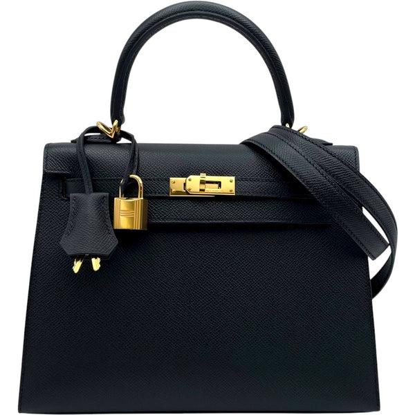 エルメス HERMES ケリー25 外縫い U刻 ブラック GD金具 エプソン レディース ショルダーバッグ
