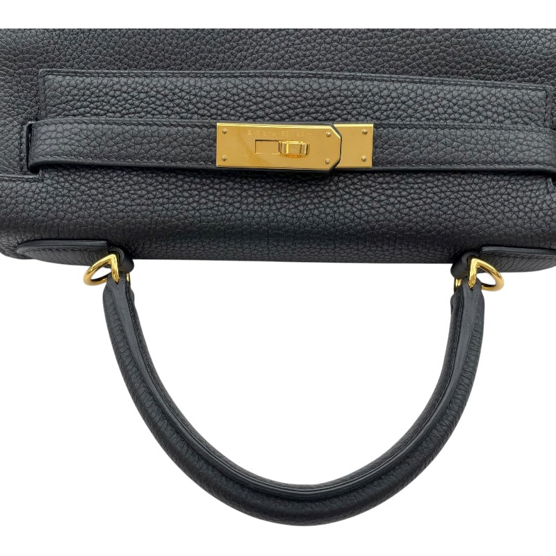 エルメス HERMES ケリー28 内縫い D刻印 ブラック GD金具 トゴ レディース ショルダーバッグ