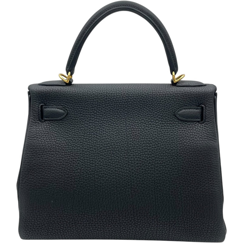 エルメス HERMES ケリー28 内縫い D刻印 ブラック GD金具 トゴ レディース ショルダーバッグ