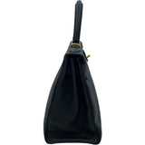 エルメス HERMES ケリー28 内縫い D刻印 ブラック GD金具 トゴ レディース ショルダーバッグ