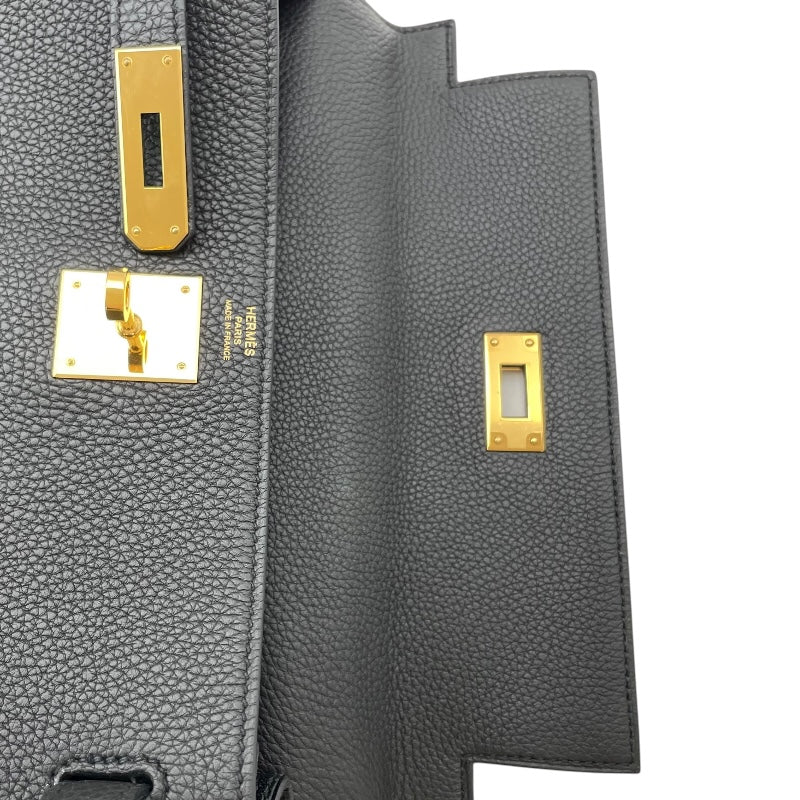 エルメス HERMES ケリー28 内縫い D刻印 ブラック GD金具 トゴ レディース ショルダーバッグ