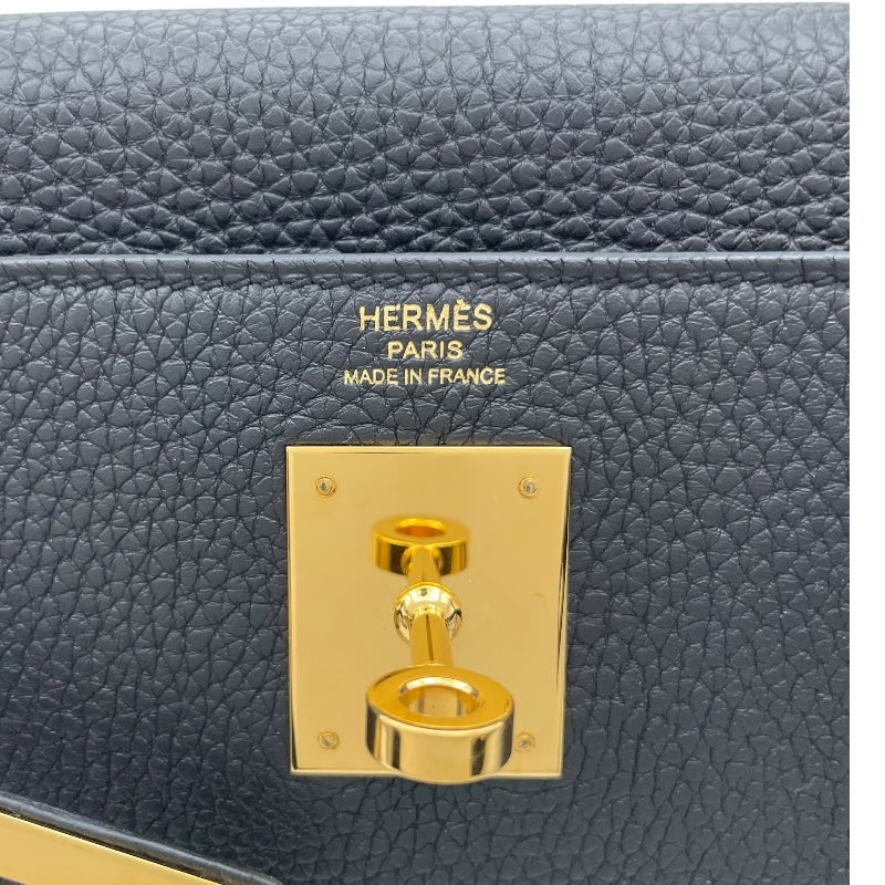 エルメス HERMES ケリー28 内縫い D刻印 ブラック GD金具 トゴ レディース ショルダーバッグ