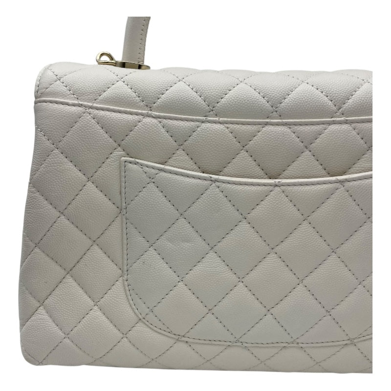 シャネル CHANEL ココハンドル29 A92991 ホワイト GD金具 キャビアスキン レディース ハンドバッグ