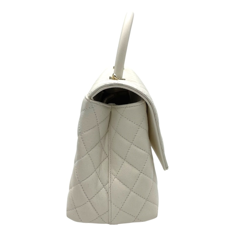 シャネル CHANEL ココハンドル29 A92991 ホワイト GD金具 キャビアスキン レディース ハンドバッグ