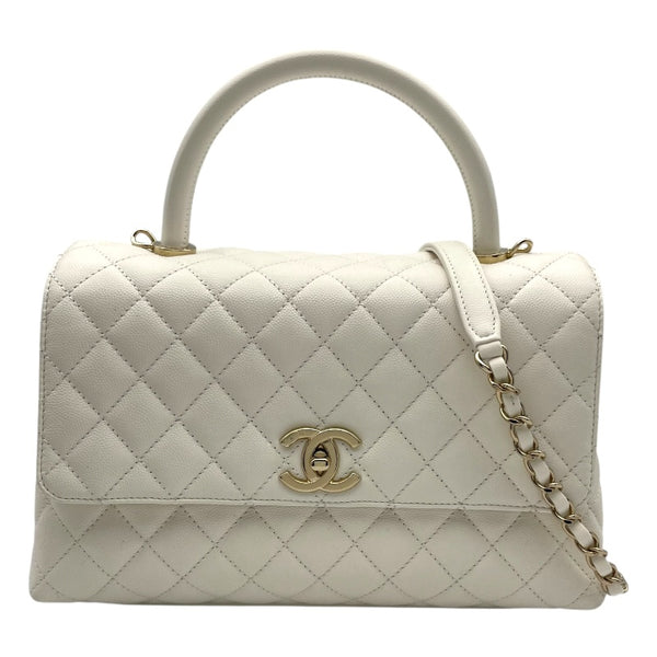 シャネル CHANEL ココハンドル29 A92991 ホワイト GD金具 キャビアスキン レディース ハンドバッグ
