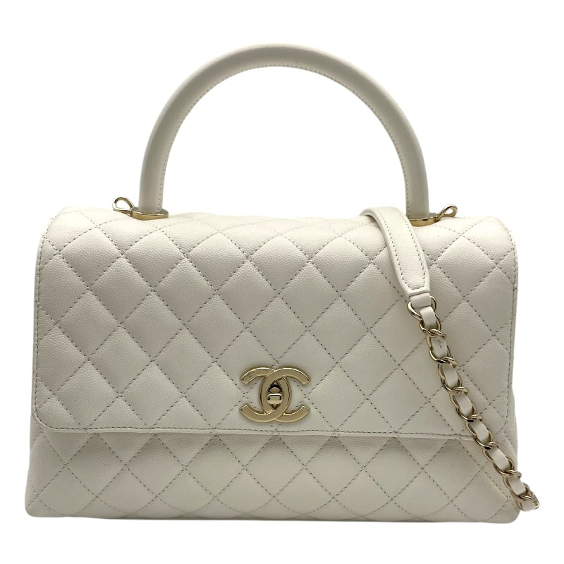シャネル CHANEL ココハンドル29 A92991 ホワイト GD金具 キャビアスキン レディース ハンドバッグ
