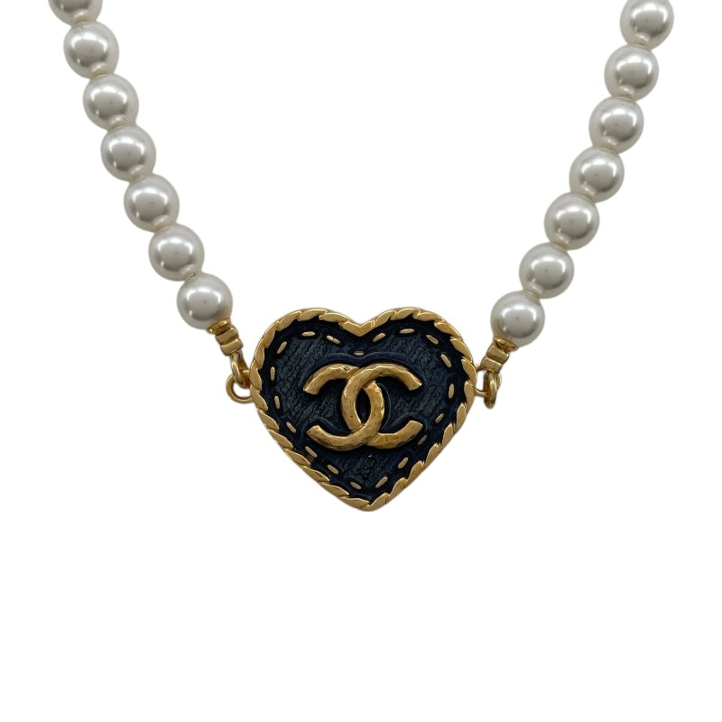 シャネル CHANEL ココマーク ハート パール チョーカー ブルー メタル・フェイクパール アクセサリー