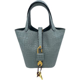 エルメス HERMES ピコタンロックマイクロ B刻 グリシマン GD金具 クロコダイル レディース ハンドバッグ