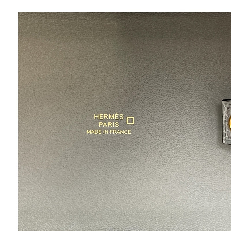 エルメス HERMES ピコタンロックマイクロ B刻 グリシマン GD金具 クロコダイル レディース ハンドバッグ
