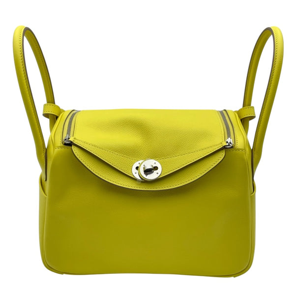 エルメス HERMES リンディ26 U刻 ライム SV金具 エバーカラー レディース ショルダーバッグ