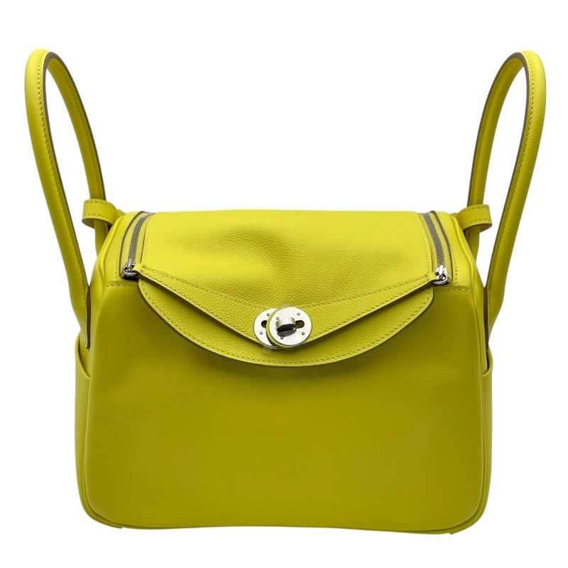 エルメス HERMES リンディ26 U刻 ライム SV金具 エバーカラー レディース ショルダーバッグ